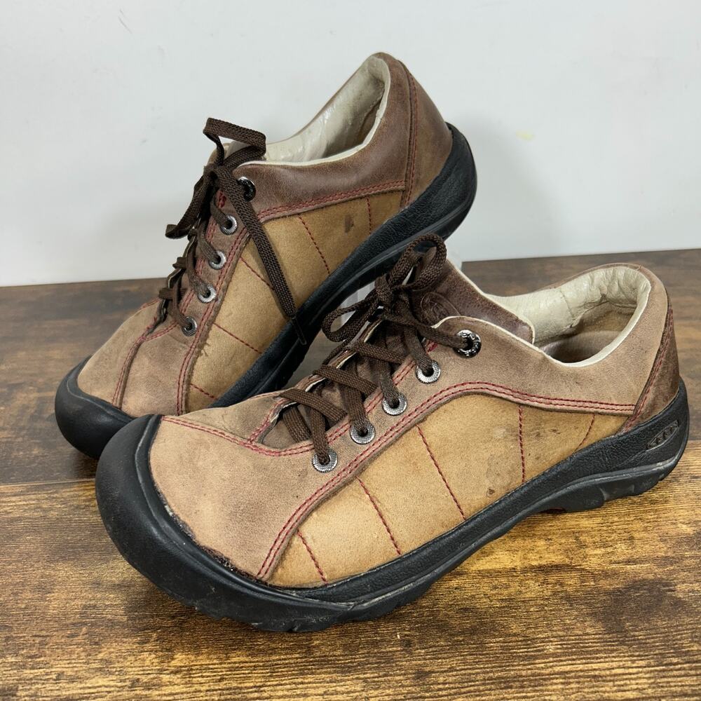 Keen Presidio Oxford Shoes Womens 9 Brown Leather Low Lace Hiking Sneaker